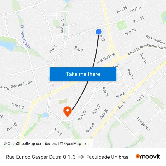 Rua Eurico Gaspar Dutra Q 1, 3 to Faculdade Unibras map