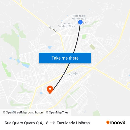 Rua Quero Quero Q 4, 18 to Faculdade Unibras map