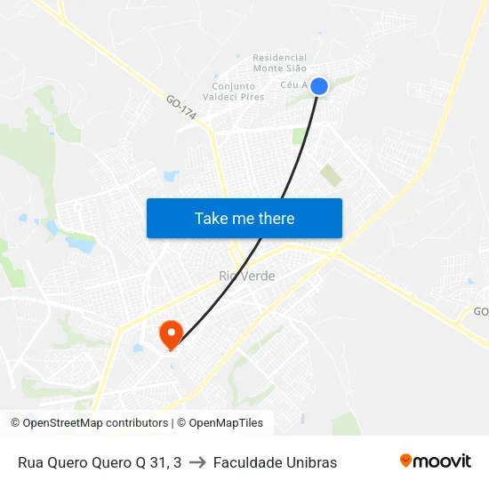Rua Quero Quero Q 31, 3 to Faculdade Unibras map