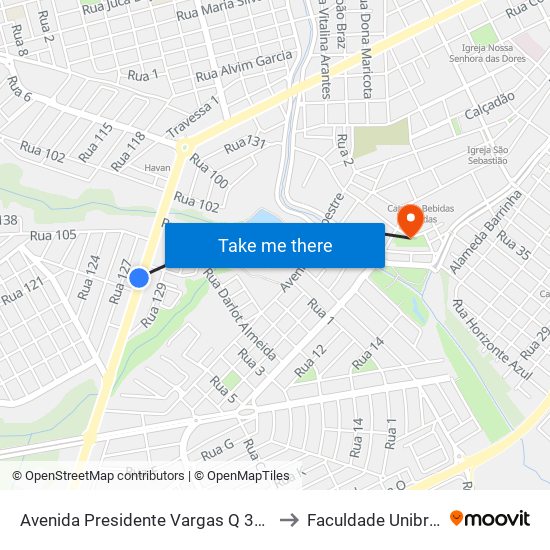 Avenida Presidente Vargas Q 31, 4 to Faculdade Unibras map