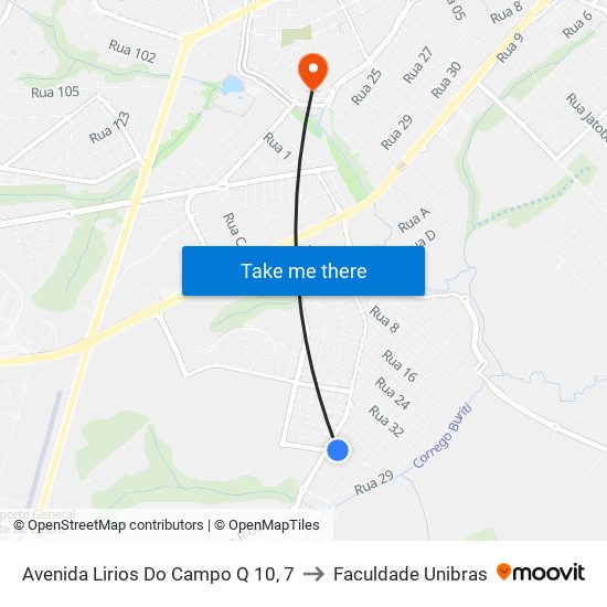 Avenida Lirios Do Campo Q 10, 7 to Faculdade Unibras map