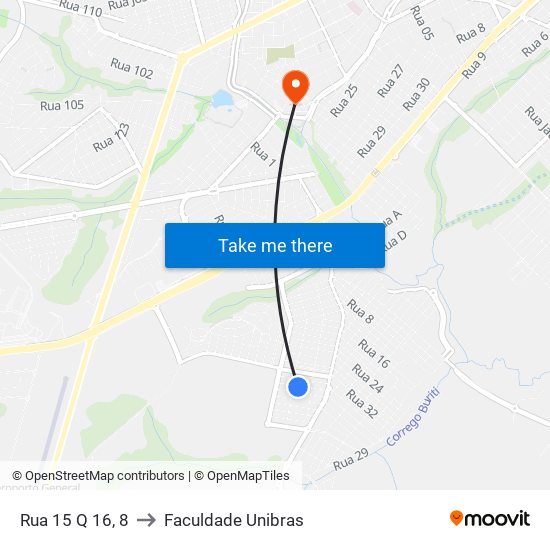 Rua 15 Q 16, 8 to Faculdade Unibras map