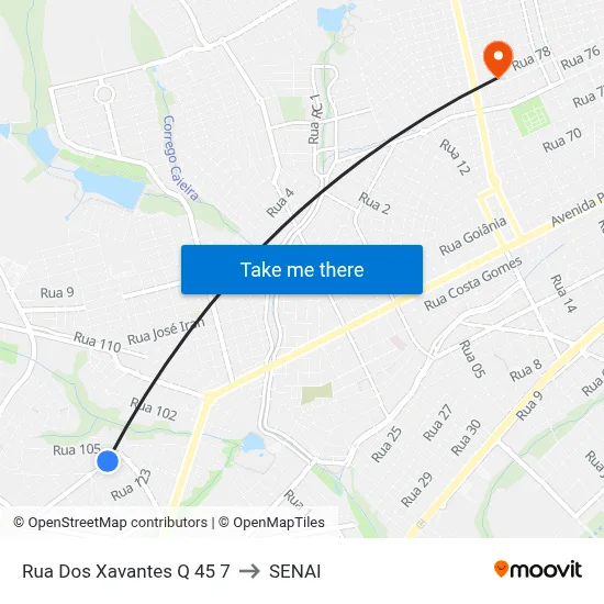 Rua Dos Xavantes Q 45 7 to SENAI map