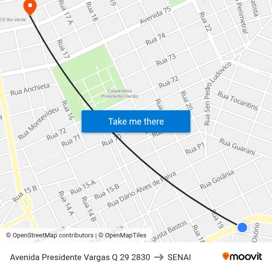 Avenida Presidente Vargas Q 29 2830 to SENAI map