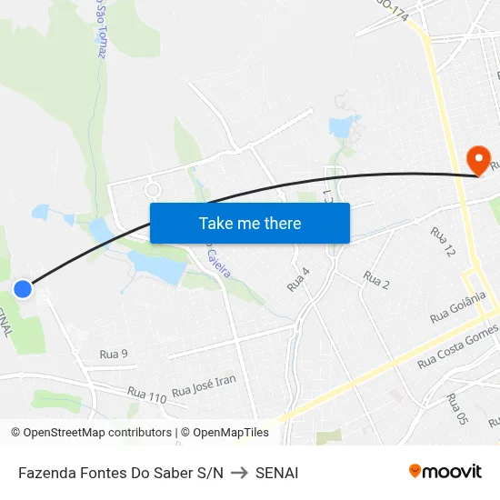 Fazenda Fontes Do Saber S/N to SENAI map