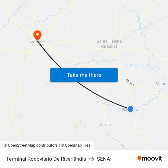 Terminal Rodoviário De Riverlândia to SENAI map