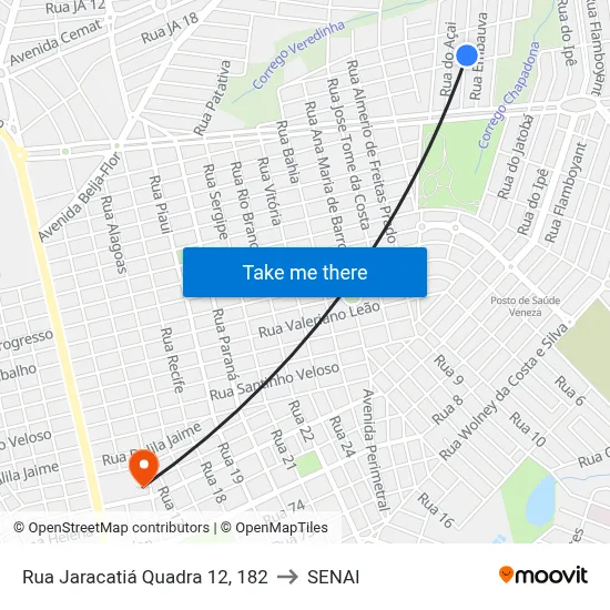 Rua Jaracatiá Quadra 12, 182 to SENAI map