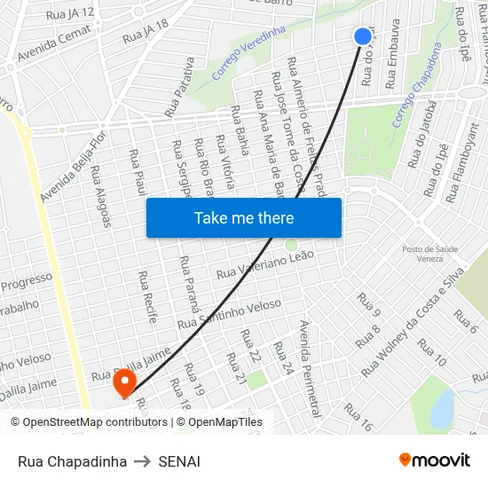 Rua Chapadinha to SENAI map