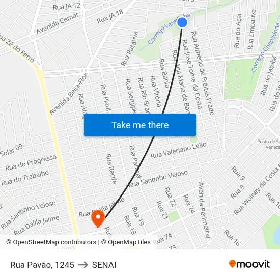 Rua Pavão, 1245 to SENAI map