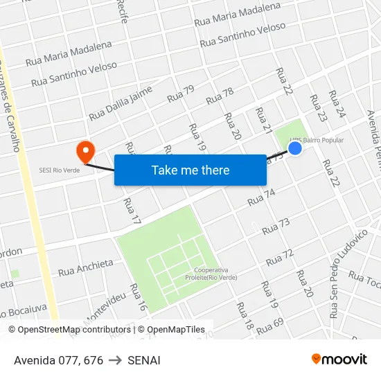 Avenida 077, 676 to SENAI map