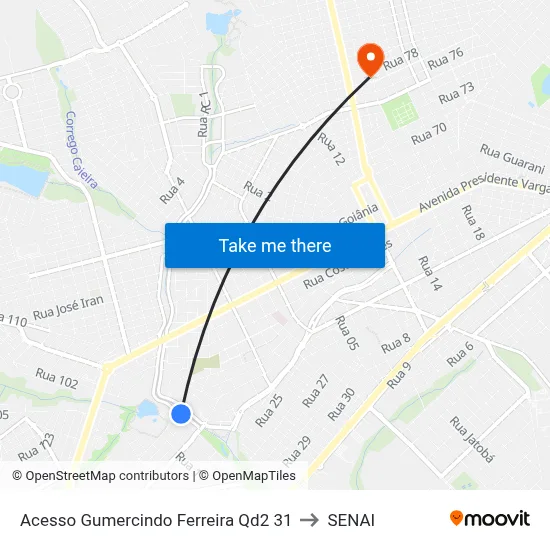 Acesso Gumercindo Ferreira Qd2 31 to SENAI map