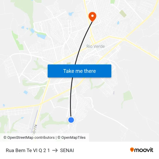 Rua Bem Te VI Q 2 1 to SENAI map