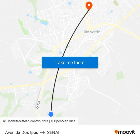 Avenida Dos Ipês to SENAI map