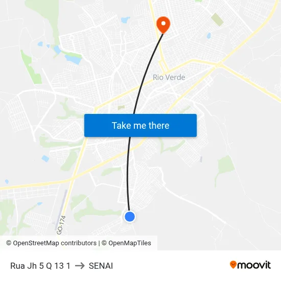 Rua Jh 5 Q 13 1 to SENAI map