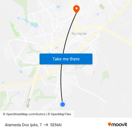 Alameda Dos Ipês, 7 to SENAI map