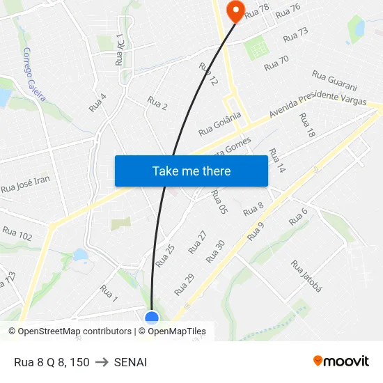 Rua 8 Q 8, 150 to SENAI map