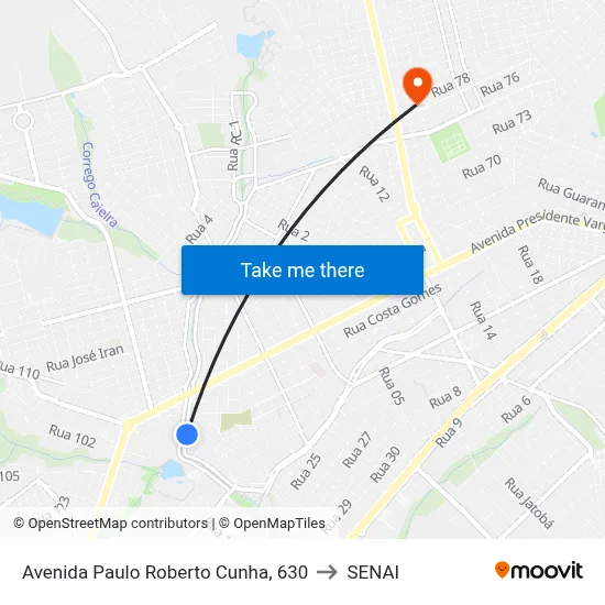 Avenida Paulo Roberto Cunha, 630 to SENAI map
