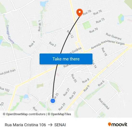 Rua Maria Cristina 106 to SENAI map