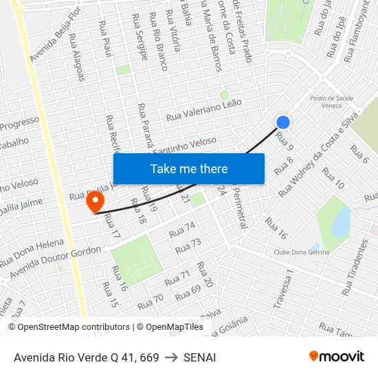 Avenida Rio Verde Q 41, 669 to SENAI map