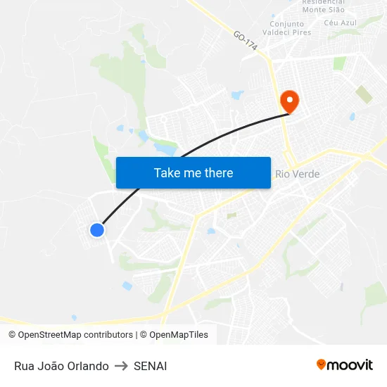 Rua João Orlando to SENAI map