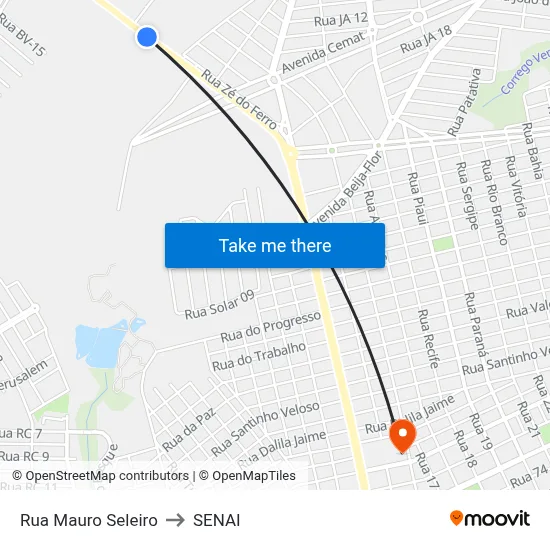 Rua Mauro Seleiro to SENAI map