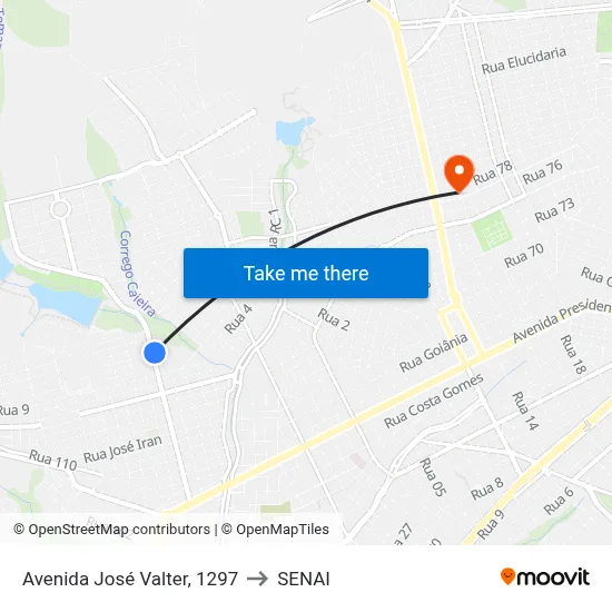 Avenida José Valter, 1297 to SENAI map