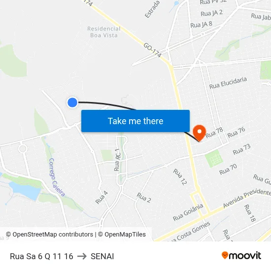 Rua Sa 6 Q 11 16 to SENAI map