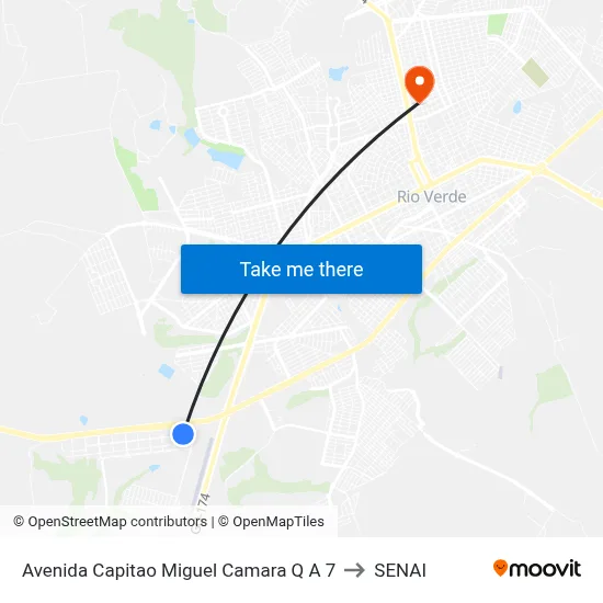 Avenida Capitao Miguel Camara Q A 7 to SENAI map