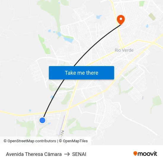 Avenida Theresa Câmara to SENAI map