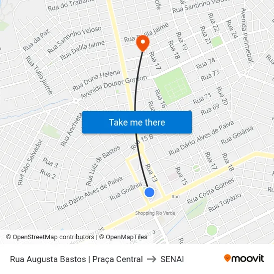 Rua Augusta Bastos | Praça Central to SENAI map