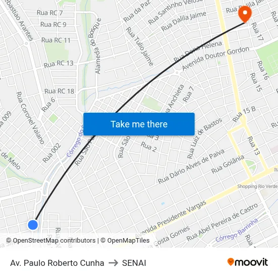Av. Paulo Roberto Cunha to SENAI map