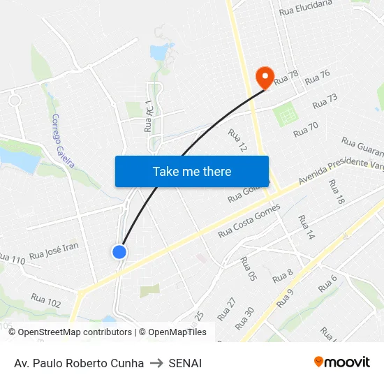 Av. Paulo Roberto Cunha to SENAI map