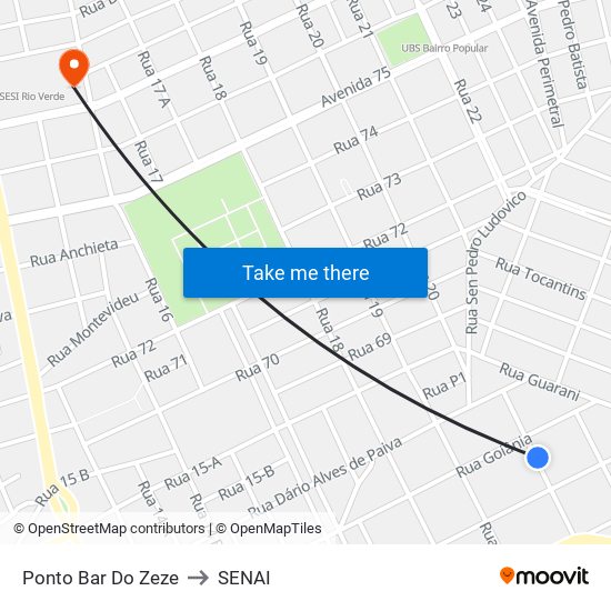 Ponto Bar Do Zeze to SENAI map