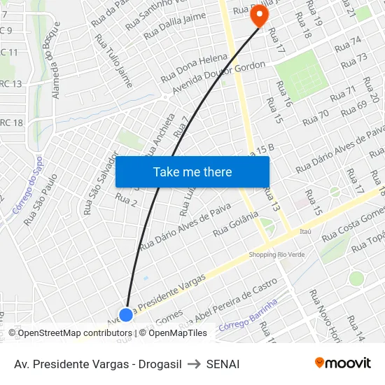 Av. Presidente Vargas - Drogasil to SENAI map