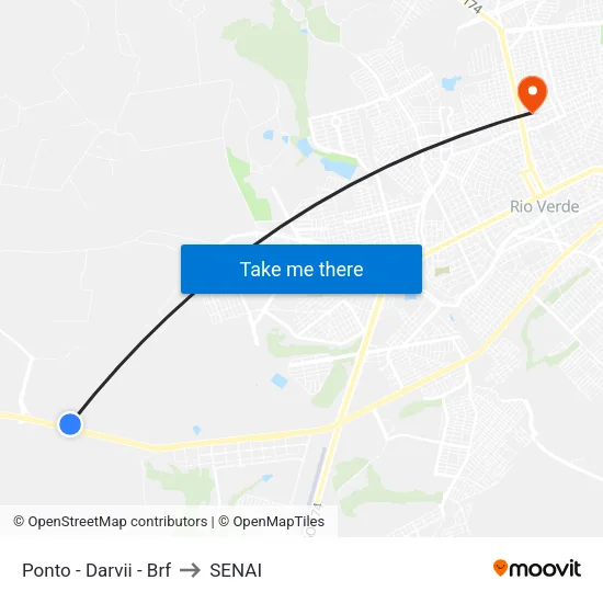 Ponto - Darvii - Brf to SENAI map