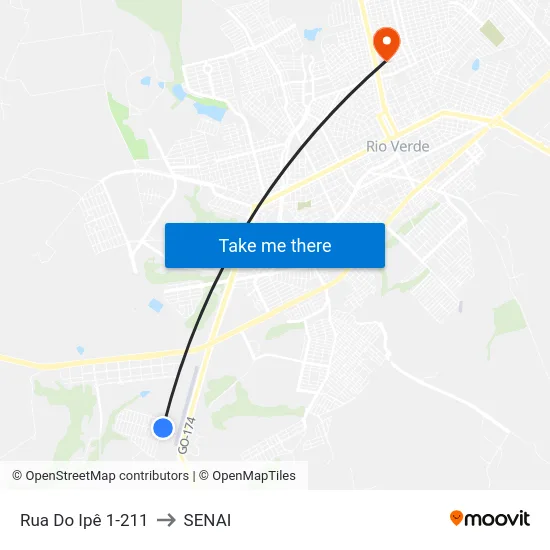 Rua Do Ipê 1-211 to SENAI map