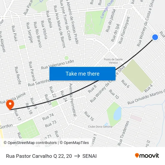 Rua Pastor Carvalho Q 22, 20 to SENAI map