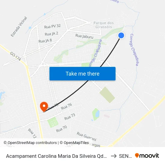 Acampament Carolina Maria Da Silveira Qd20, 9 to SENAI map