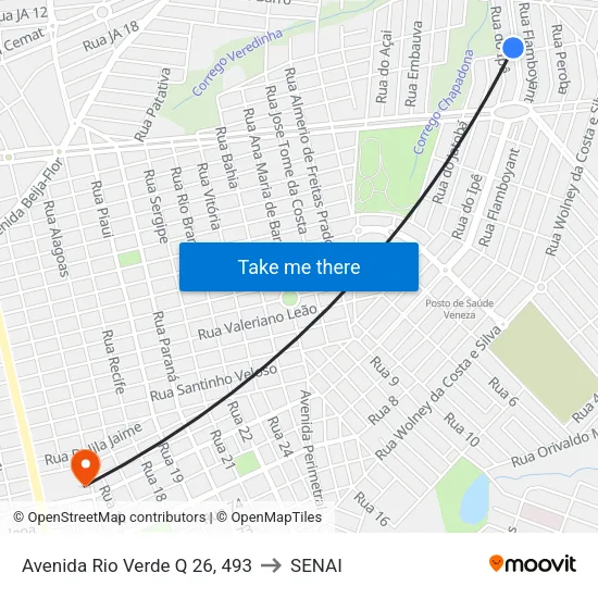 Avenida Rio Verde Q 26, 493 to SENAI map