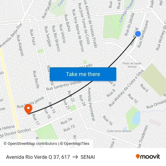 Avenida Rio Verde Q 37, 617 to SENAI map