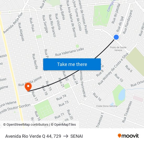 Avenida Rio Verde Q 44, 729 to SENAI map