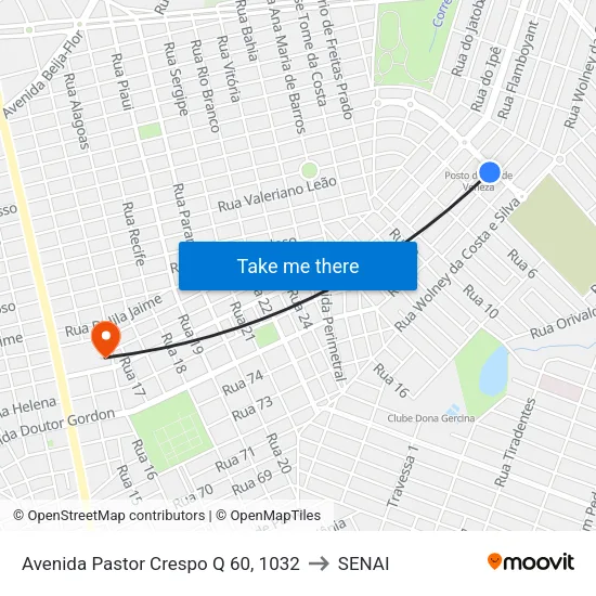 Avenida Pastor Crespo Q 60, 1032 to SENAI map