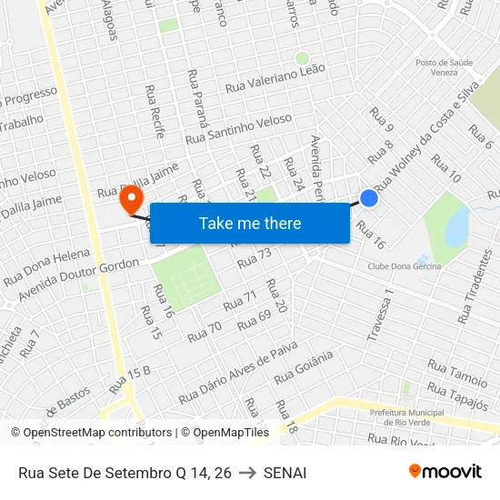 Rua Sete De Setembro Q 14, 26 to SENAI map