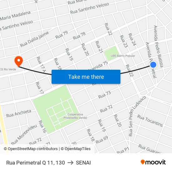 Rua Perimetral Q 11, 130 to SENAI map