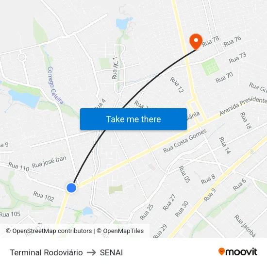 Terminal Rodoviário to SENAI map