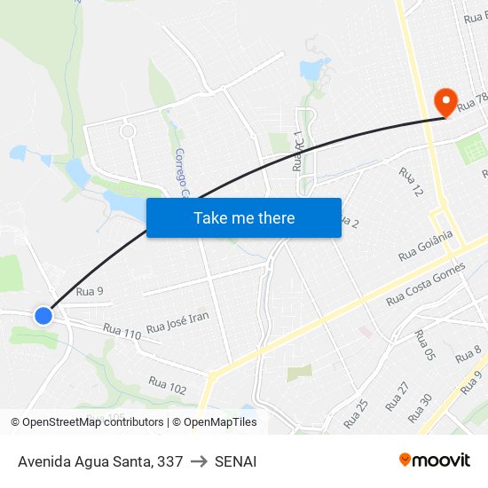Avenida Agua Santa, 337 to SENAI map