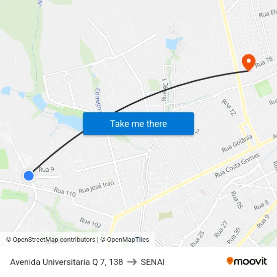 Avenida Universitaria Q 7, 138 to SENAI map
