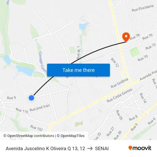 Avenida Juscelino K Oliveira Q 13, 12 to SENAI map