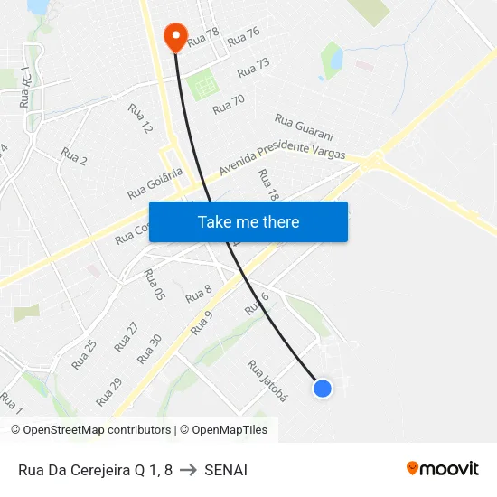 Rua Da Cerejeira Q 1, 8 to SENAI map
