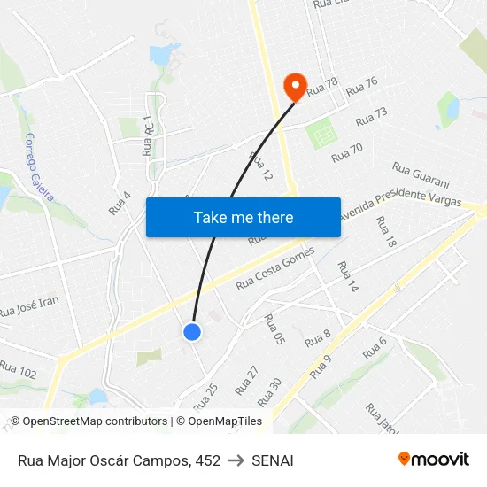 Rua Major Oscár Campos, 452 to SENAI map